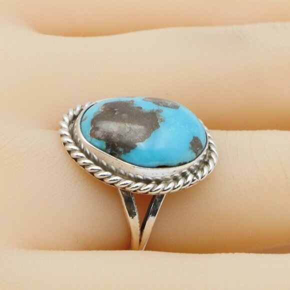 Handmade Turquoise Ring in Sterling Silver Size 6 - Picture 4 of 4